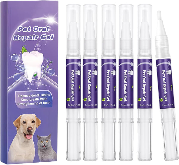 Uelkr 6Pcs Pet Oral Repair Gel for Dog, Pet Teeth Care Gel Cleaner