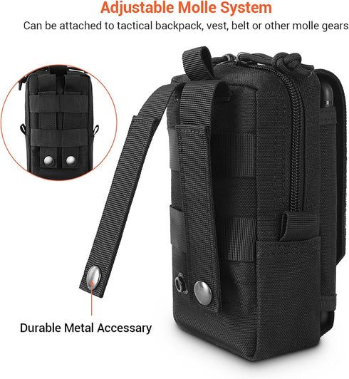 Tactical Molle Pouch Military Waist Bag, Outdoor EDC Tool Bag Organizer with U.S.A Patch and Carabiner Included