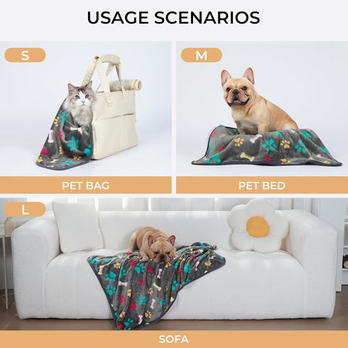 Luciphia 1 Pack 3 Blankets, Fluffy Premium Fleece Pet Blanket, Medium (30x20'', Grey/Brown/Blue)