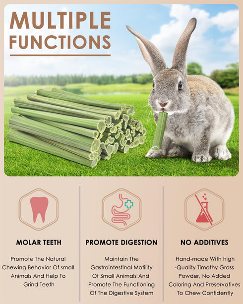 50PCS Chinchillas Bissap Rabbit Chew Sticks, Natural Papaya Stems Bunny Chews Treats for Rabbits Hamsters Guinea Pigs