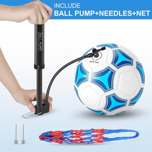 STEEFAN Soccer Ball - Size 3/4/5 for Kids Outdoor Play with Carry Net, Official Size Ball, Needles & Air Pump