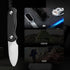 2.57" D2 G10 1094M2 Kizer Drop Bear Fixed Blade Knife, Satin Blade EDC Camping Knife with Black Handle and Hidden