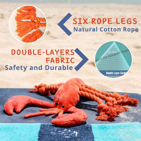 Lobster Dog Toy, Large Squeaky Toys, Tug of War Toy for Large Dogs, Interactive Plush Toy for Puppies and Dogs