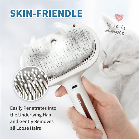 Cat Steam Brush for Shedding - 3 In 1 Self Cleaning Steamy Pet Brush - Grooming Remove Loose Hair and Reduce Shedding