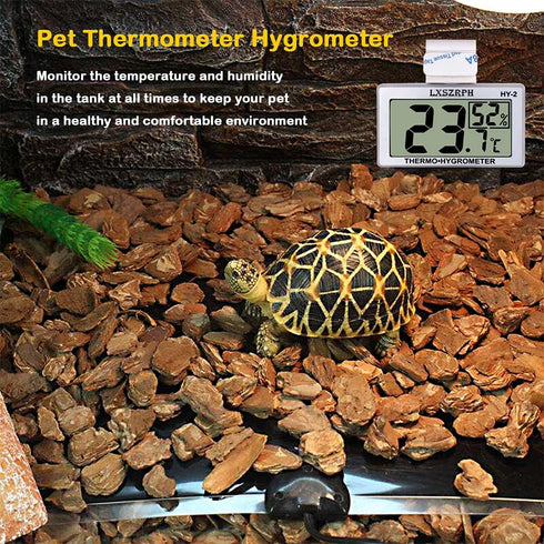 Reptile Hygrometer Thermometer, Digital Amphibian Hygrometer Thermometer with Hook, Temperature Humidity Meter Gauge
