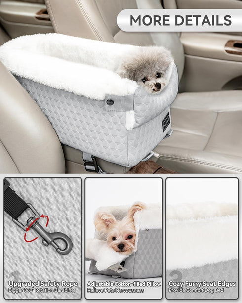 8 Lbs PETSFIT Dog Car Seats for Small Dogs with Safe Protection Hooks, Small Dog Car Seat with Upgraded Safety Tethers
