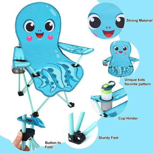 KABOER Kids' Outdoor Camping Chair with Cup Holder - Portable Lawn & Beach Seating