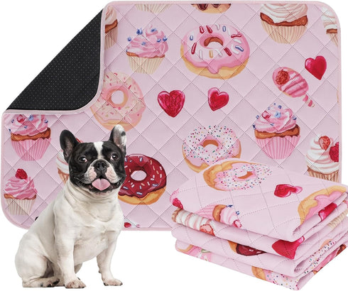 IEUUMLER Washable Pee Pads for Dogs, 2 Pack Cake Pattern Reusable Waterproof