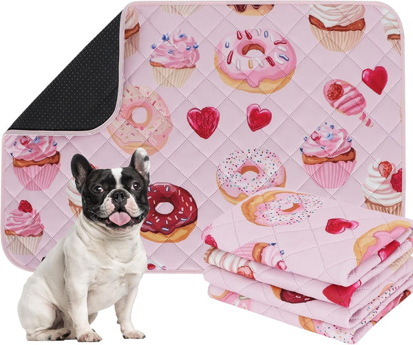 IEUUMLER Washable Pee Pads for Dogs, 2 Pack Cake Pattern Reusable Waterproof