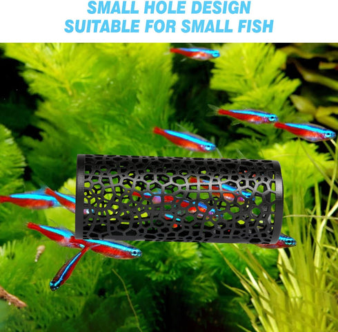 Betta Fish Cave Tunnel, Black Hollow Hideout for Small Fish, Shrimp, and Guppies - Aquarium Decor Accessories