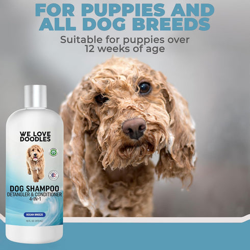 16 oz We Love Doodles Dog Shampoo, Conditioner, & Detangler - Shampoo for Dogs, Goldendoodles, Poodles & Doodles