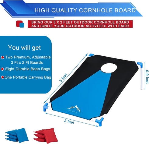 Set 8 (Blue-Red,3 2-feet) Himal Portable PVC Framed Cornhole Game with Bean Bags and Carrying Bag x