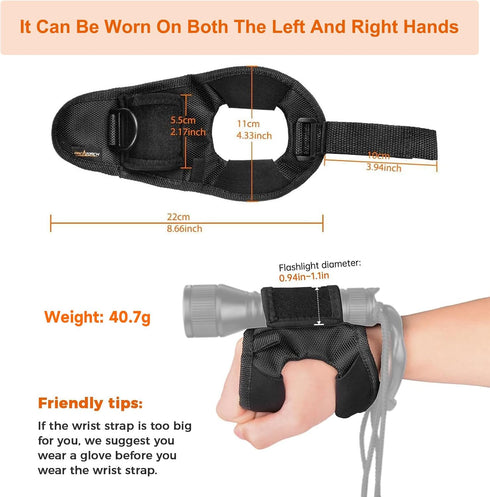 ORCATORCH Diving Flashlight Glove Hands-Free Flashlight Holder Universal Adjustable Wrist Strap Scuba Dive Lights Accessories (Not Included Flashlight) by ORCATORCH
