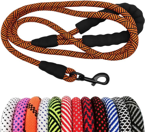 MayPaw Heavy Duty Nylon Dog Leash, 3/4/5/6/7/8/10/12/15 FT with Soft Padded Handle for Large Medium Small Dogs