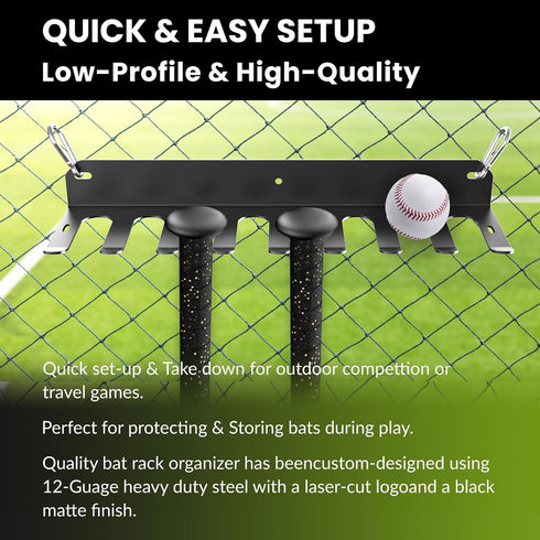 Wall Mount Baseball Bat Rack, Holds 16 Bats, Heavy Duty Organizer for Home Gym Sports Equipment