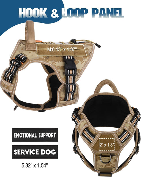 PETNANNY Tactical Dog Harness, Reflective Service Vest for Medium Large Dogs, Emotional Support with Padded Handle
