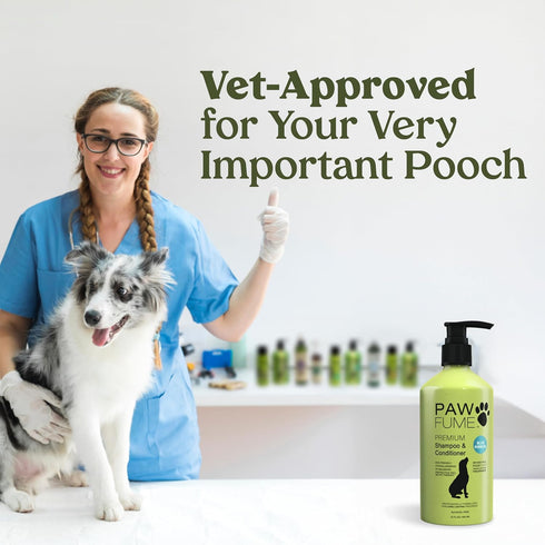Pawfume Dog Shampoo and Conditioner, Hypoallergenic Probiotic Pet Shampoo for Smelly Dogs, Best for Puppies (Blue
