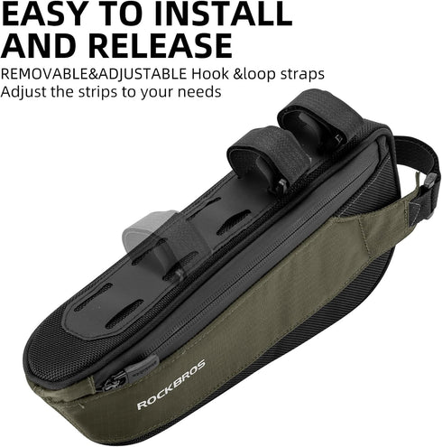 ROCKBROS Bike Top Tube Bag, Frame Bag, Small Aerodynamic Triangle Bag for Triathlon and Gravel Bikes