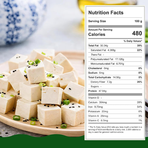 6oz (170g) 1cm Freeze Dried Tofu Cubes, Bite Size, Instant Food Dehydrated Tofu, Family Size Resealable Can, Low Sugar