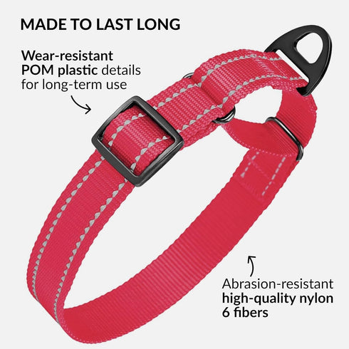 CollarDirect Reflective Martingale Dog Collar, Heavy Duty Nylon Training for Small Medium Large Dogs (S, Neck 11"-15",