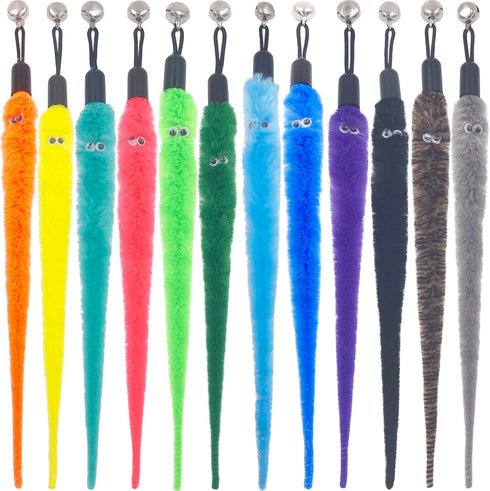 Cat Toy Worm Refills, 12 Pieces Interactive Wand Attachments for Indoor Cats