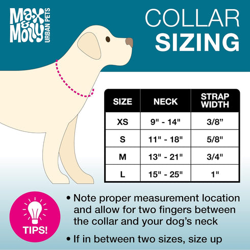 Max & Molly Dog & Puppy Collar with Power Buckle, Waterproof Adjustable Collar for Small, Medium, Large Dogs
