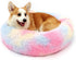 Calming Dog Bed - Round Donut Washable Bed for Small Medium Large Dogs, Anti-Slip Faux Fur Fluffy Cuddler (L 36''x36'',