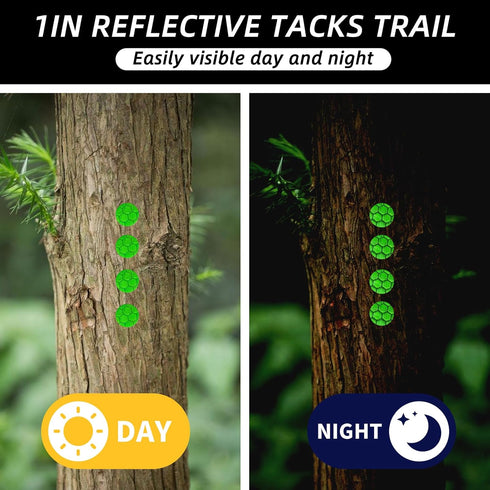 Sopoloray 100 Pcs Reflective Trail Marking Tacks,Sturdy Metal Push Pins with Glow Reflective Markers