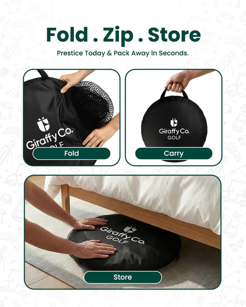 Giraffy Co. Set 3-Target Golf Chipping Net with Mat & Practice Balls - Pop-Up Chipping Net, Scoring Board, Tee & Carry