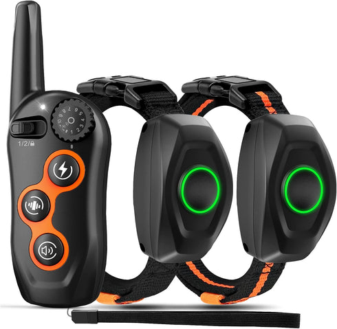 Dog Training Collar for 2 Dogs - 100% Waterproof Shock Collar with Remote Range 1300ft, 3 Training Modes