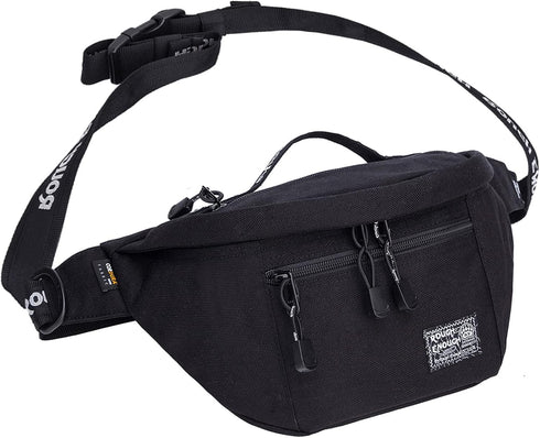 Rough Enough Black Cordura Mens Fanny Pack, Tactical Crossbody Waist Pack for Hiking and Fishing