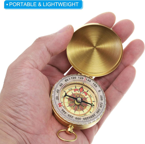 PATIKIL Camping Survival Compass - Brass Pocket Compass Glow in The Dark for Hiking, Camping, Hunting Navigation