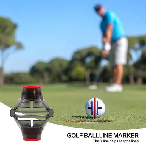 Golf Ball Marker Stencil with 4 Color Marker Pens, Triple Line Golf Ball Markers with Gift Box