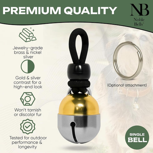 Noble Bells - USA-Made Extra Loud Cat and Dog Collar Bell in Premium Brass and Nickel Silver