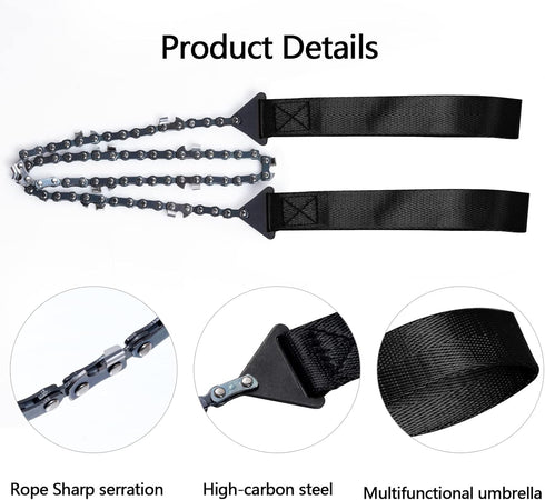 Pocket Chainsaw with Paracord Handle, Folding Hand Saw for Emergency Outdoor Survival Gear, 24'' Long