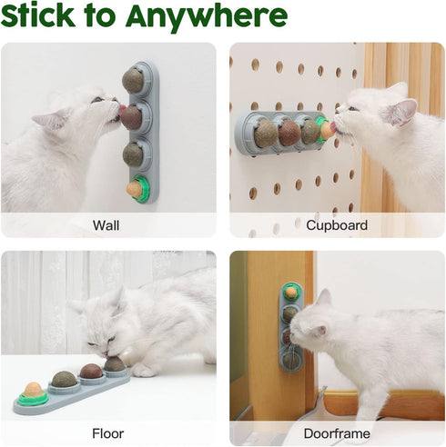 Potaroma 4 Catnip Silvervine Ball Toys for Cats, Edible Chew Balls for Dental Care and Energy
