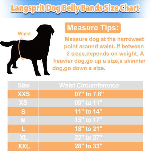Langsprit Male Belly Bands for Dogs (Pack of 3) - Washable High Absorbing Reusable Dog Diapers (Black, Small)
