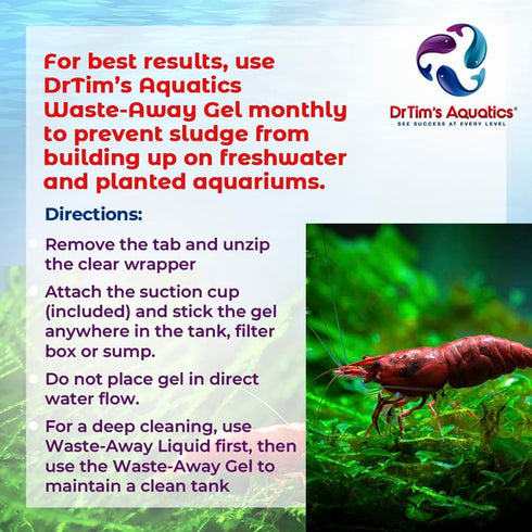 DrTim’s Aquatics Freshwater Waste-Away Gel - Natural Cleaner for Shrimp Aquariums, Treats 10 gal, Small Pack