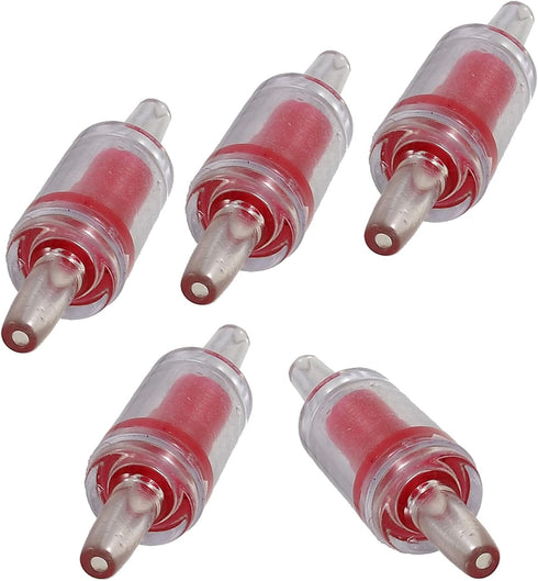 Plastic Air Pump Check Valves, Non-Return Check Valve for Fish Tank, 2.1x 0.58 Inch (Red, 5 Pcs)
