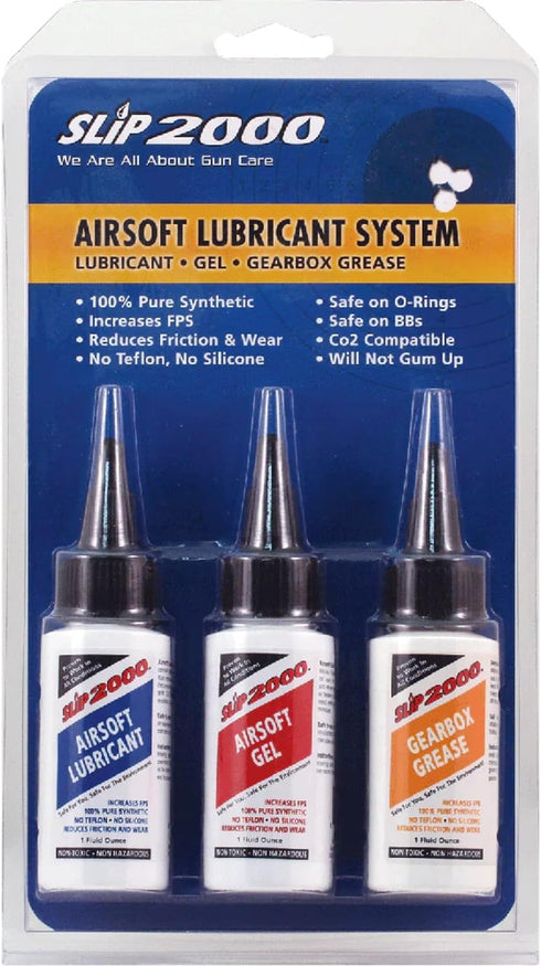 Slip 2000 Airsoft Lubricant System, Includes Lubricant, Gel, and Gearbox Grease, Combo