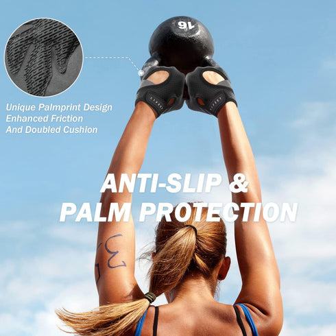 LIFECT Freedom Workout Gloves, Knuckle Weight Lifting Shorty Fingerless Gloves with Curved Open Back, for Powerlifting