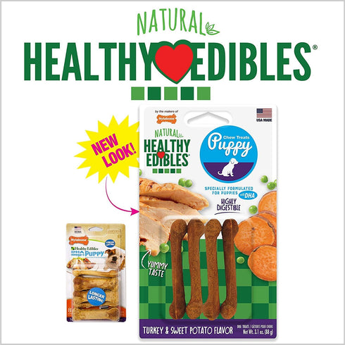 Nylabone Healthy Edibles Puppy Treats, Turkey and Sweet Potato, 6 Pack, 3.1 Ounces each, Made in the USA