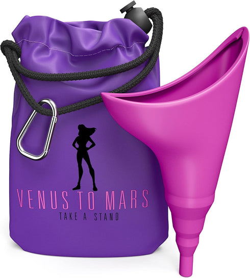 VENUS TO MARS Silicone Female Urination Device - Portable Female Urinal for Travel, Festivals, Camping - Reusable Pee