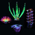 Glowing Fish Tank Decorations Plants, 4 pcs Glow Aquarium Decorations, Glowing Mushroom Coral Plant Ornaments (Purple coral, Rainbow sea urchin ball/small, Green kelp, Pink feather coral) by Filhome