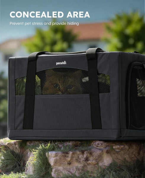 11lbs, Pecute Cat Carrier Stable, Pet Carrier with Hidden Anxiety Relief Partition & Stable Steel Frame, Safe Cat