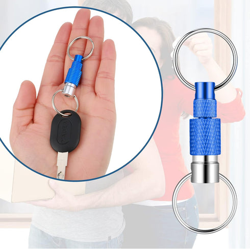 Funrous 10 Packs Detachable Keychain, Quick Release Pull Apart Key Ring with 2 Split Rings for Bag Purse