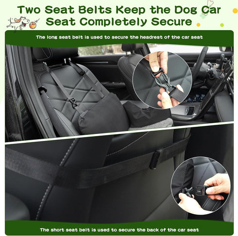 33 lbs VVICOGARD Dog Car Seats for Small Dogs, Removable Airbag Design Black Washable Pet Booster Seat with Thick