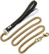 Strong Dog Chain Gold Leash Long 3FT 4FT 5FT 18K Gold Plated Stainless Steel 12mm Curb Cuban Link with Leather Handle