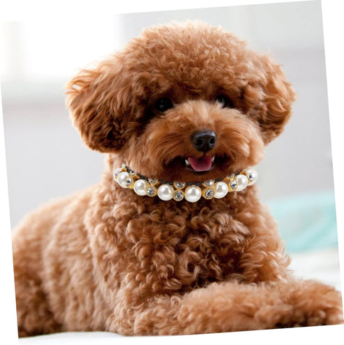 Pet Pearl Collar, Cat Pearl Necklace, Artificial Pearl Collars for Dogs, Crystal Neck Strap for Puppies