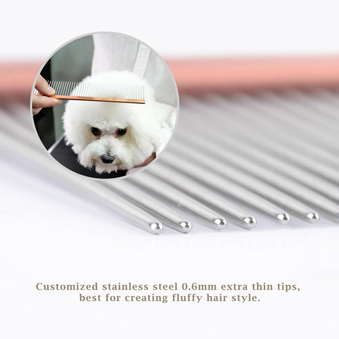 2-in-1 Megal Greyhound Comb for Dogs (Medium/Coarse) - 69 Stainless Steel Pins with Lightweight Aluminum Handle